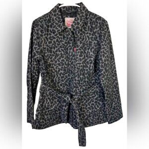 NWT Levi’s Hidden Full‎ Zip & Snap Denim Jacket 4 Snap Pockets Tie Belt SMALL